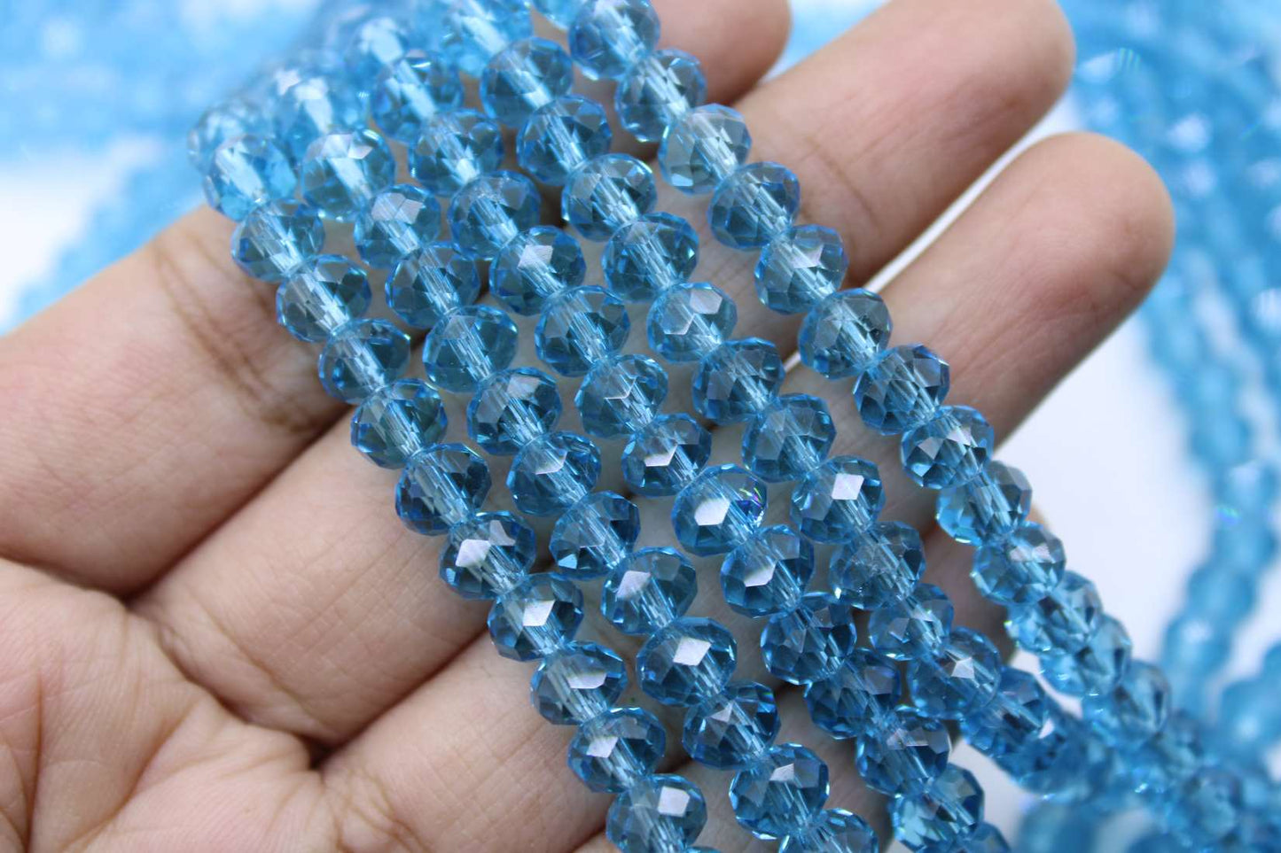 6mm Czech Rondelle Crystal Beads, Blue Topaz, 1 String, Superior quality beads