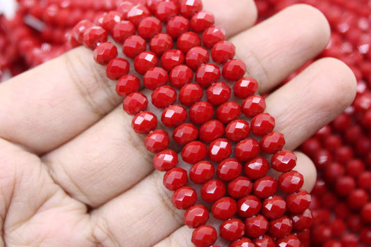 6mm Czech Rondelle Crystal Beads, Light Burgundy, 1 String, Superior quality beads