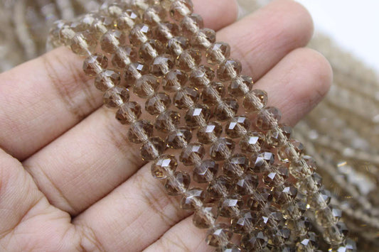 6mm Czech Rondelle Crystal Beads, Chino Transparent, 1 String, Superior quality beads