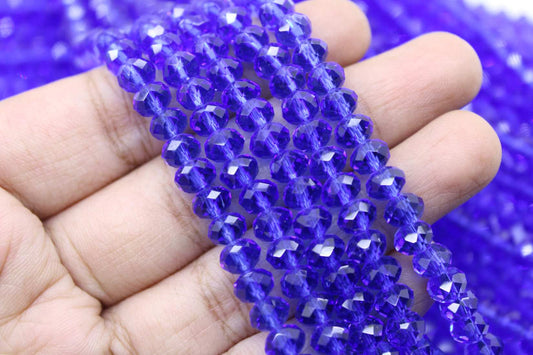 6mm Czech Rondelle Crystal Beads, Dark Capri Transparent, 1 String, Superior quality beads