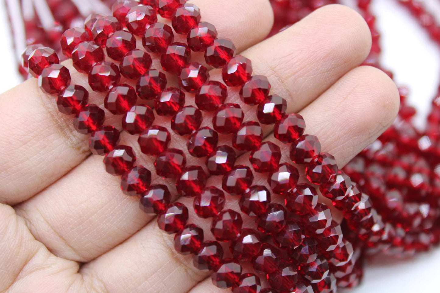 6mm Czech Rondelle Crystal Beads, Dark Red Transparent, 1 String, Superior quality beads