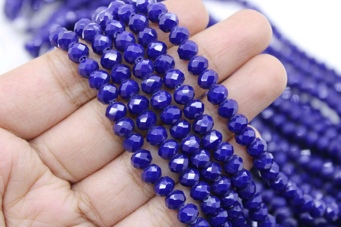 6mm Czech Rondelle Crystal Beads, Dark Blue Opaque, 1 String, Superior quality beads