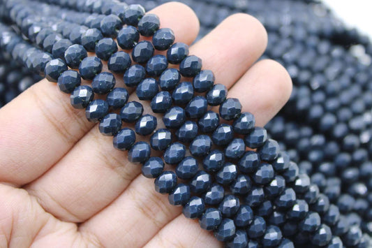 6mm Czech Rondelle Crystal Beads, Sapphire Blue, 1 String, Superior quality beads