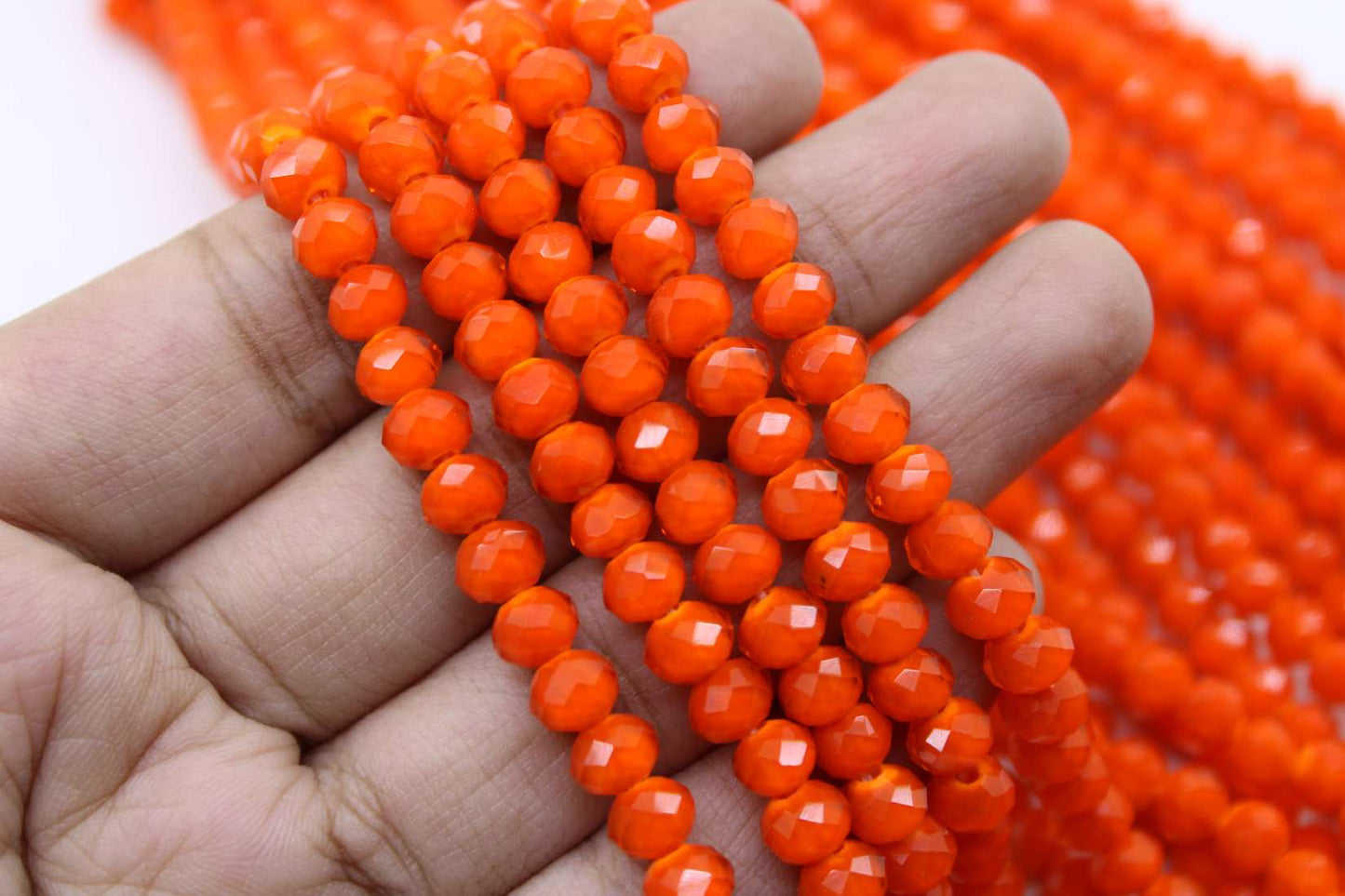 6mm Czech Rondelle Crystal Beads, Orange Opaque, 1 String, Superior quality beads