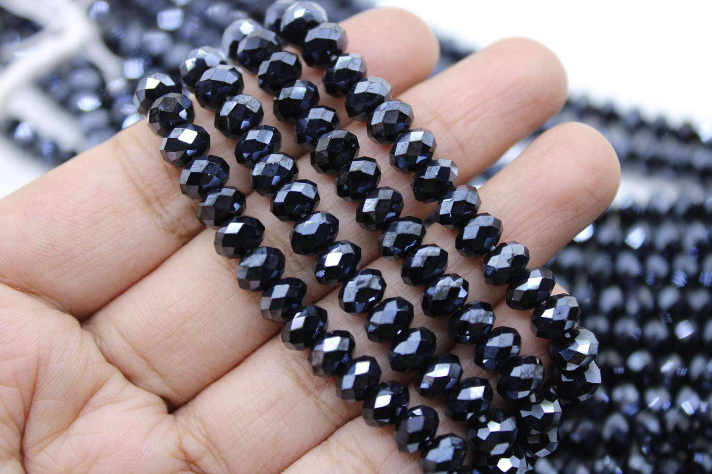 6mm Czech Rondelle Crystal Beads, Hematite Luster, 1 String, Superior quality beads