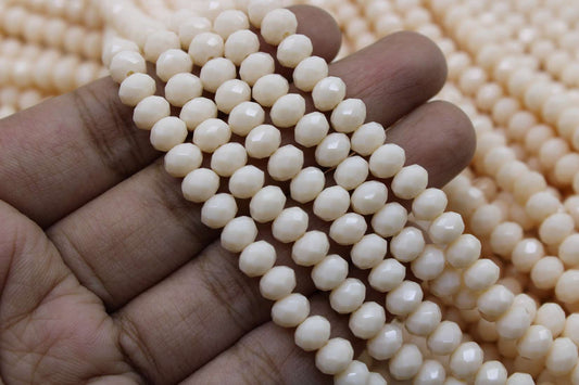 6mm Czech Rondelle Crystal Beads, Peach Opaque, 1 String, Superior quality beads