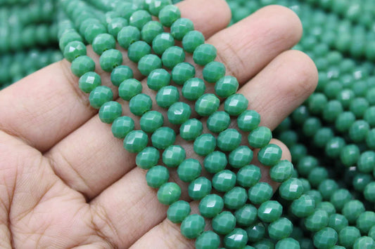 6mm Czech Rondelle Crystal Beads, Light Emerald Opaque, 1 String, Superior quality beads