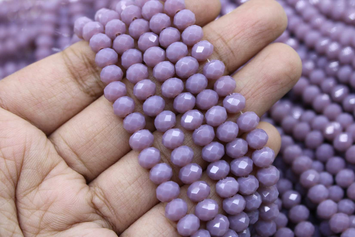 6mm Czech Rondelle Crystal Beads, Lavender opaque, 1 String, Superior quality beads