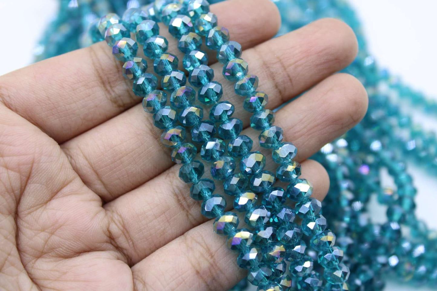 6mm Czech Rondelle Crystal Beads, Sea Green AB, 1 String, Superior quality beads