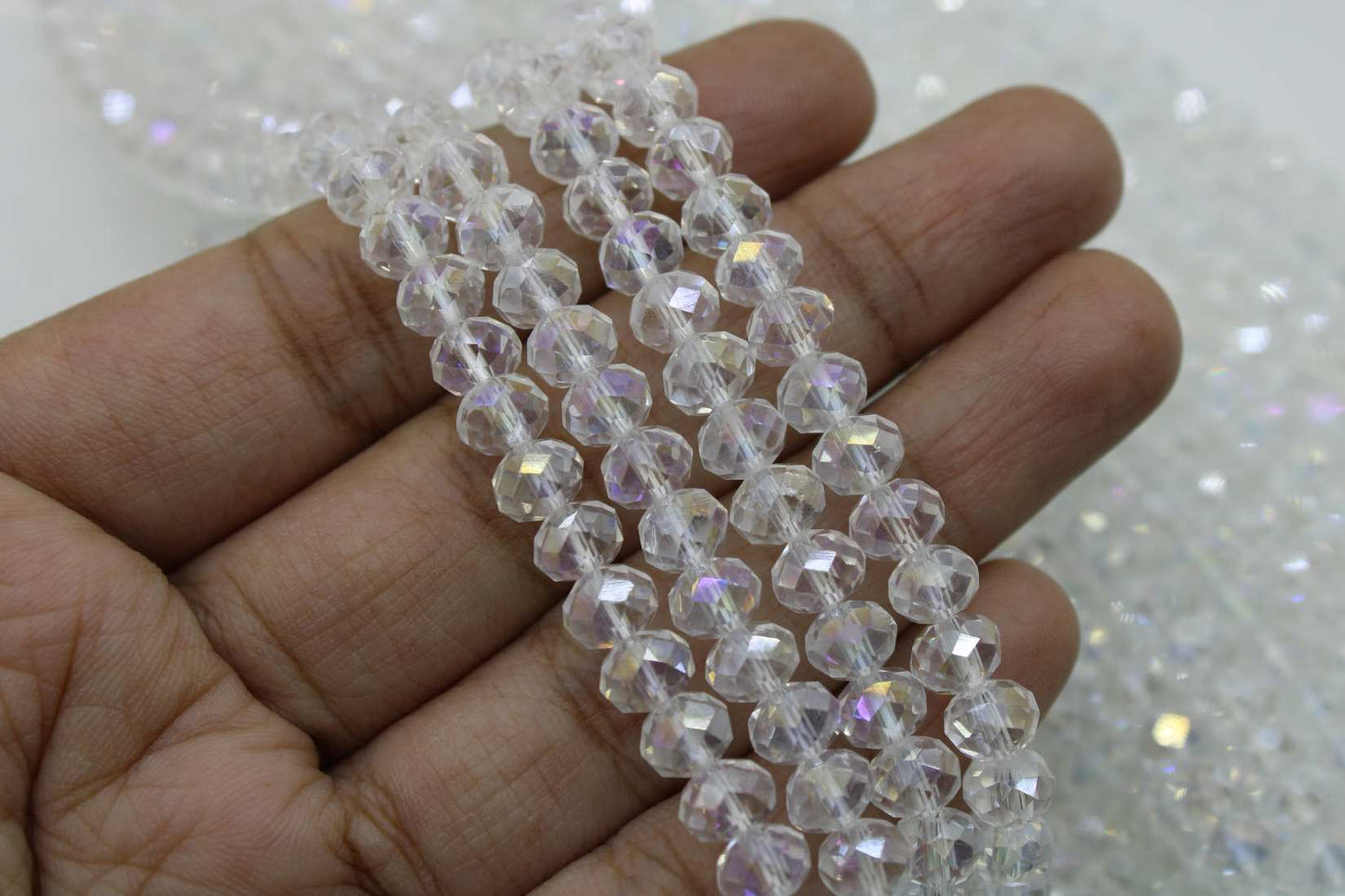 6mm Czech Rondelle Crystal Beads, Crystal AB, 1 String, Superior quality beads