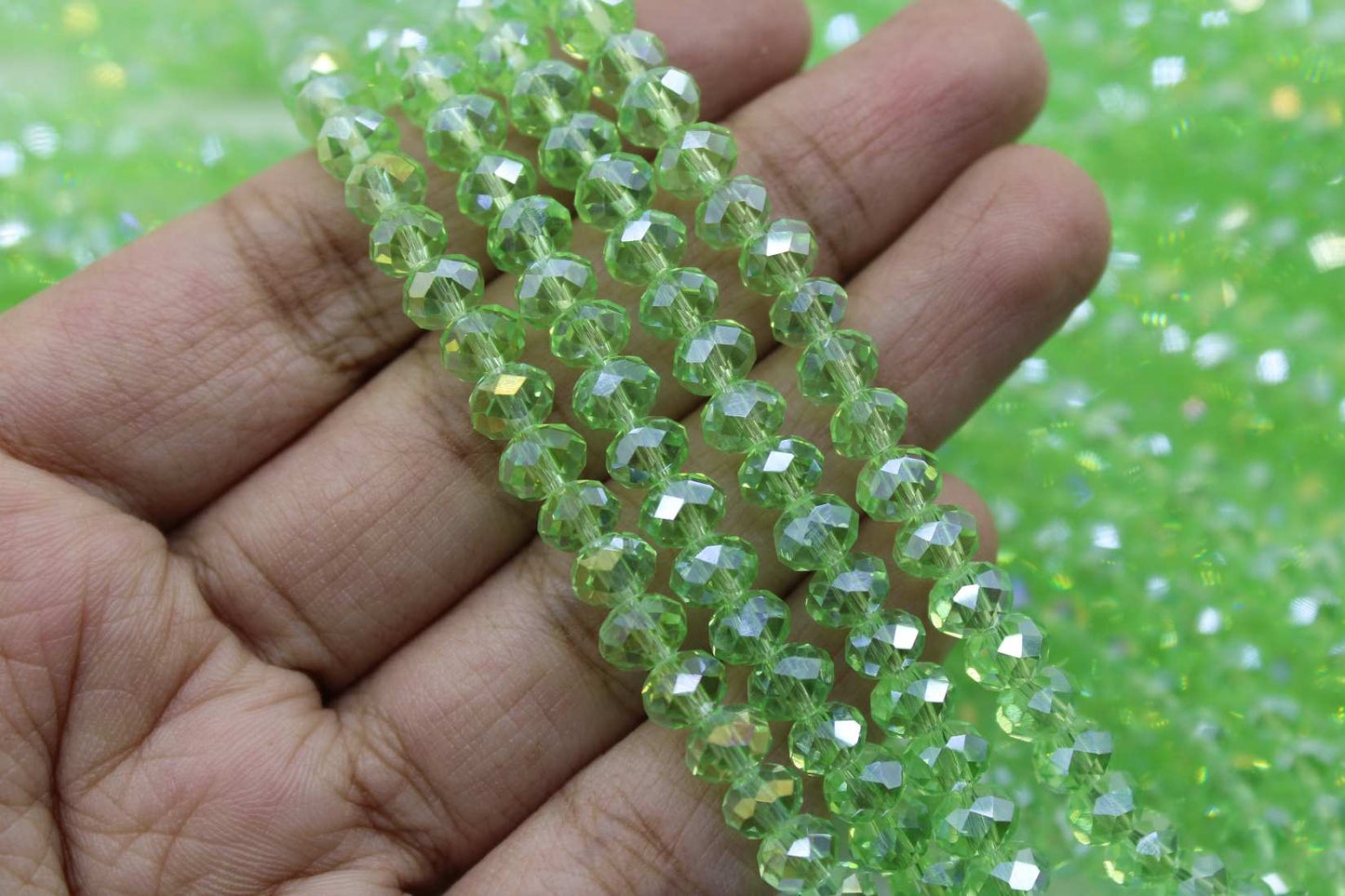 6mm Czech Rondelle Crystal Beads, Capri Blue AB, 1 String, Superior quality beads