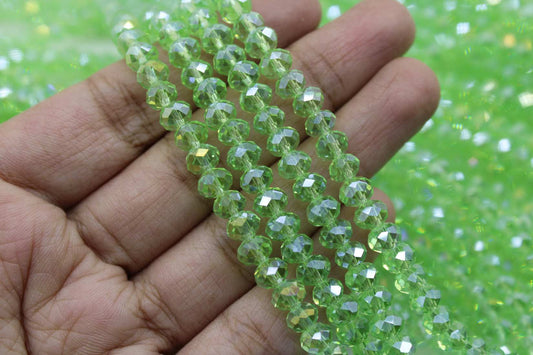 6mm Czech Rondelle Crystal Beads, Capri Blue AB, 1 String, Superior quality beads