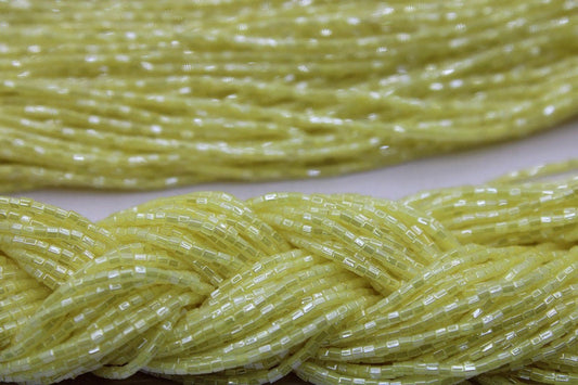 Miyuki Hexagon 2 Cut, 15/0, Lemon yellow luster, Japanese Beads, 1 Hank, Embroidery Beads, Jewelry Findings, Vintage Beads, Hex Cut Beads