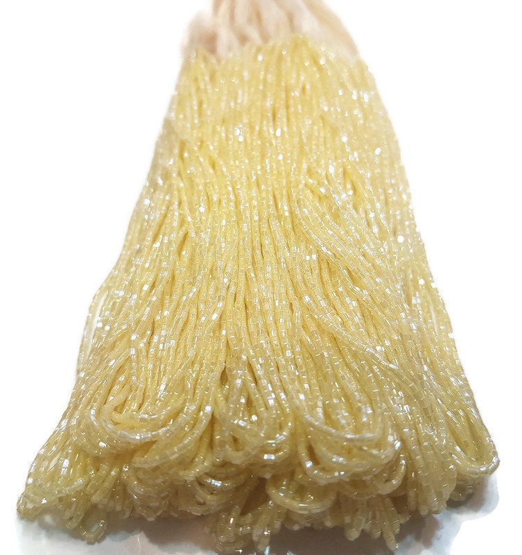 Miyuki Hexagon 2 Cut, 15/0, Lemon yellow luster, Japanese Beads, 1 Hank, Embroidery Beads, Jewelry Findings, Vintage Beads, Hex Cut Beads