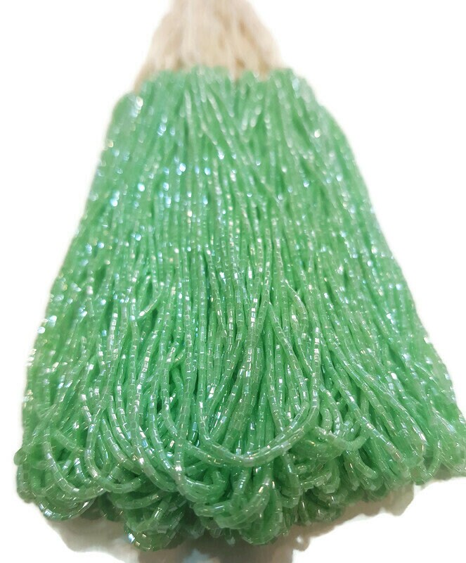 Miyuki Hexagon 2 Cut, 15/0, Dark Mint Green Luster, Japanese Beads, 1 Hank, Embroidery Beads, Jewelry Findings, Vintage Beads