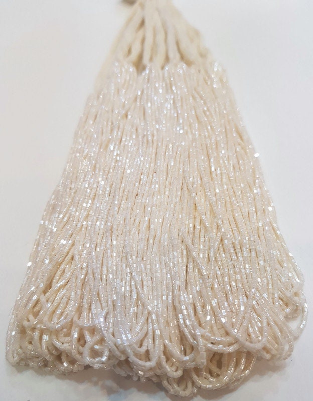 Miyuki Hexagon 2 Cut, 15/0, Egg Shell Pearl Luster, Japanese Beads, 1 Hank, Embroidery Beads, Jewelry Findings, Vintage Beads, Hex Cut Beads