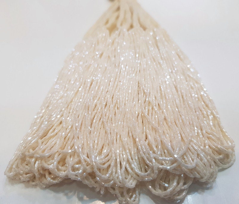 Miyuki Hexagon 2 Cut, 15/0, Egg Shell Pearl Luster, Japanese Beads, 1 Hank, Embroidery Beads, Jewelry Findings, Vintage Beads, Hex Cut Beads