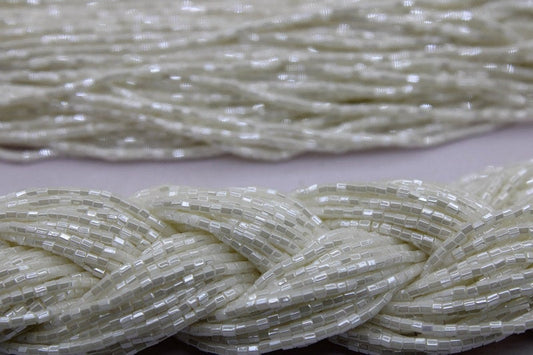 Miyuki Hexagon 2 Cut, 15/0, Milky White Opaque Luster, Japanese Beads, 1 Hank, Embroidery Beads, Jewelry Findings, Vintage Beads, Hex Cut Beads