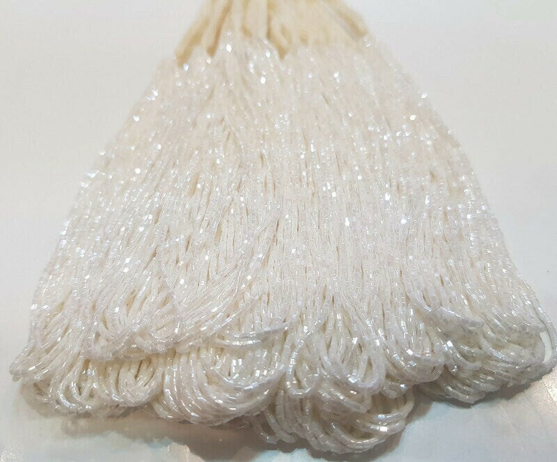 Miyuki Hexagon 2 Cut, 15/0, Milky White Opaque Luster, Japanese Beads, 1 Hank, Embroidery Beads, Jewelry Findings, Vintage Beads, Hex Cut Beads