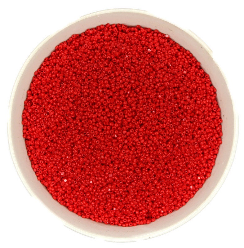 11/0 Charlotte true Cut Beads Opaque Red (2 Perfect Facets) 10/20/50/250/500 Grams, Embroidery Material, Jewelry Supply, Vintage Premium True Cuts, 93170