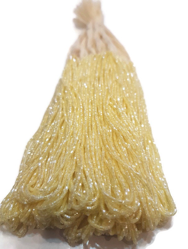 Miyuki Hexagon 2 Cut, 15/0, Lemon yellow luster, Japanese Beads, 1 Hank, Embroidery Beads, Jewelry Findings, Vintage Beads, Hex Cut Beads