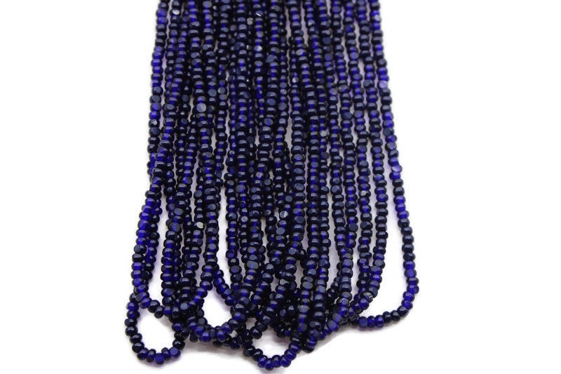 11/0 Charlotte true Cut Beads Tr. Navy Blue (2 Perfect Facets) 1/3/5 Hanks, Embroidery Material, Jewelry Supply, Vintage Premium True Cuts, 30110