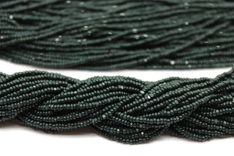 11/0 Charlotte true Cut Beads, Dark Emerald Opaque (2 Perfect Facets) 1/3/5 Hanks, Embroidery Material, Jewelry Supply, Vintage Premium True Cuts, 53270