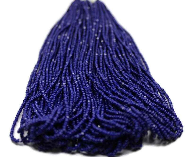 11/0 Charlotte true Cut Beads, Blue Opaque (2 Perfect Facets) 1/3/5 Hanks, Embroidery Material, Jewelry Supply, Vintage Premium True Cuts, 33070