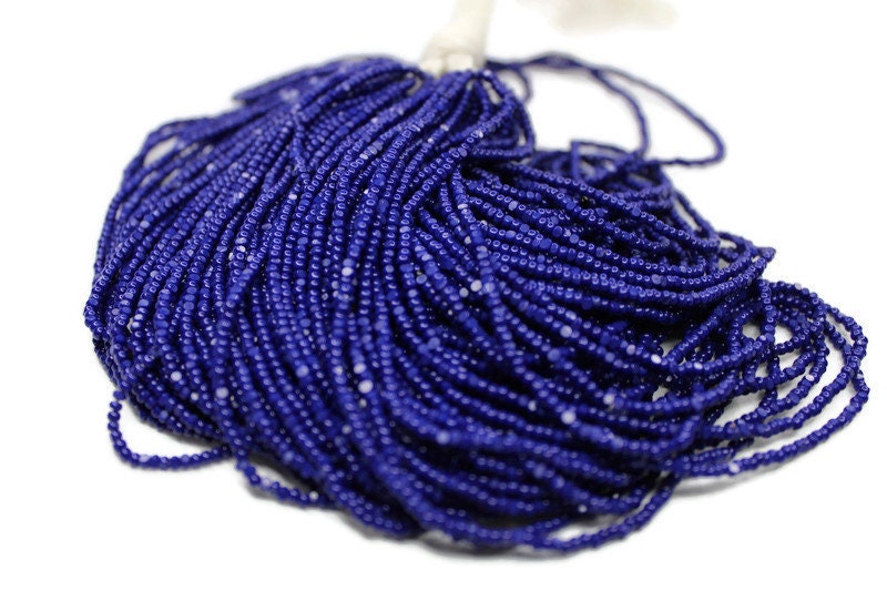 11/0 Charlotte true Cut Beads, Blue Opaque (2 Perfect Facets) 1/3/5 Hanks, Embroidery Material, Jewelry Supply, Vintage Premium True Cuts, 33070