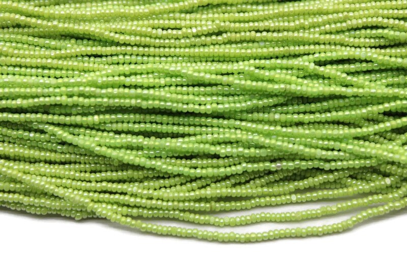 13/0 Charlotte Cut Beads, Peridot Green Opaque Luster, 1/3/5 Hanks, Preciosa Ornella Beads, Embroidery Beads, Craft Supply, Jewelry Findings, 58410.