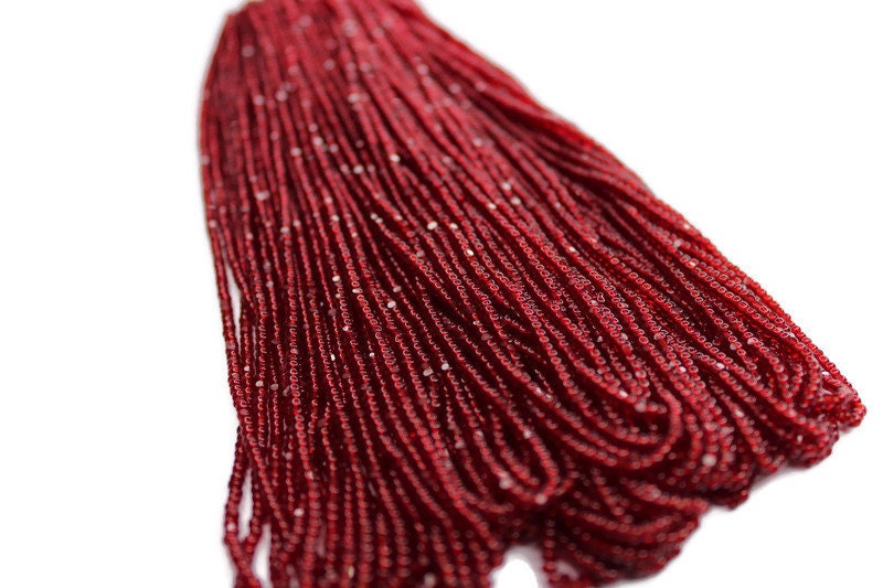 11/0 Charlotte true Cut Beads Tr. Dark Red (2 Perfect Facets) 1/3/5 Hanks, Embroidery Material, Jewelry Supply, Vintage Premium True Cuts, 90120