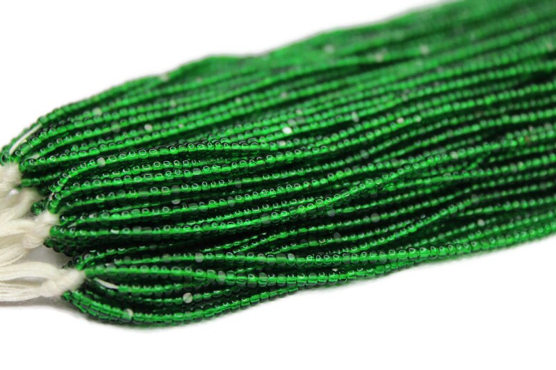 11/0 Charlotte true Cut Beads Tr. Green (2 Perfect Facets) 1/3/5 Hanks, Embroidery Material, Jewelry Supply, Vintage Premium True Cuts, 50100