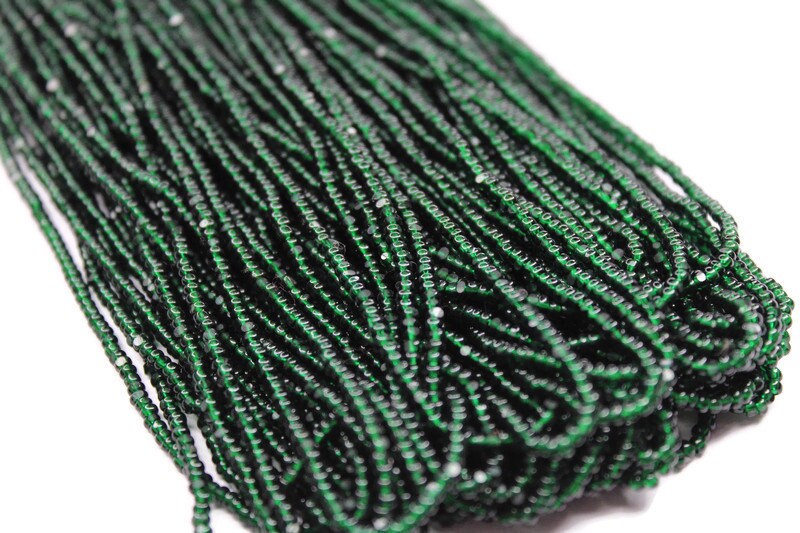 11/0 Charlotte true Cut Beads Tr.Bottle Green (2 Perfect Facets) 1/3/5 Hanks, Embroidery Material, Jewelry Supply, Vintage Premium True Cuts, 50150