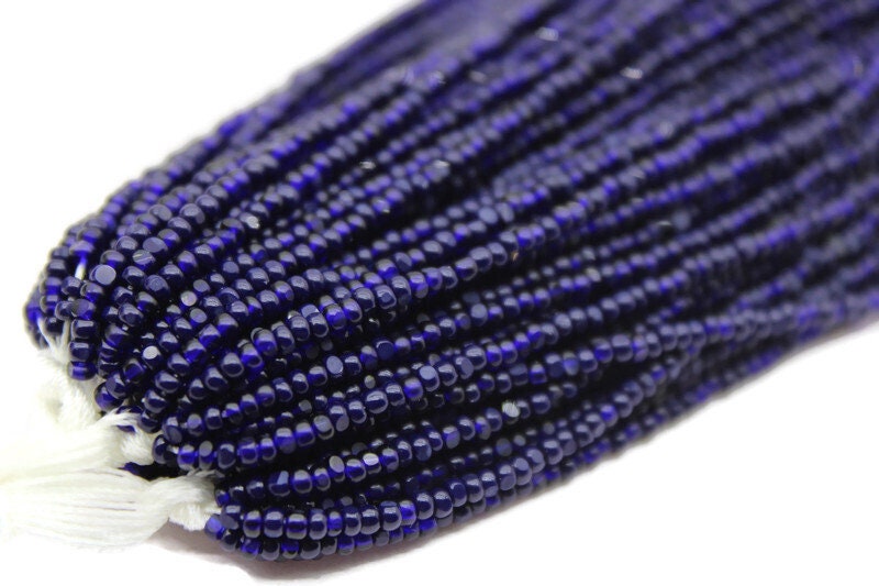 11/0 Charlotte true Cut Beads Tr. Navy Blue (2 Perfect Facets) 1/3/5 Hanks, Embroidery Material, Jewelry Supply, Vintage Premium True Cuts, 30110