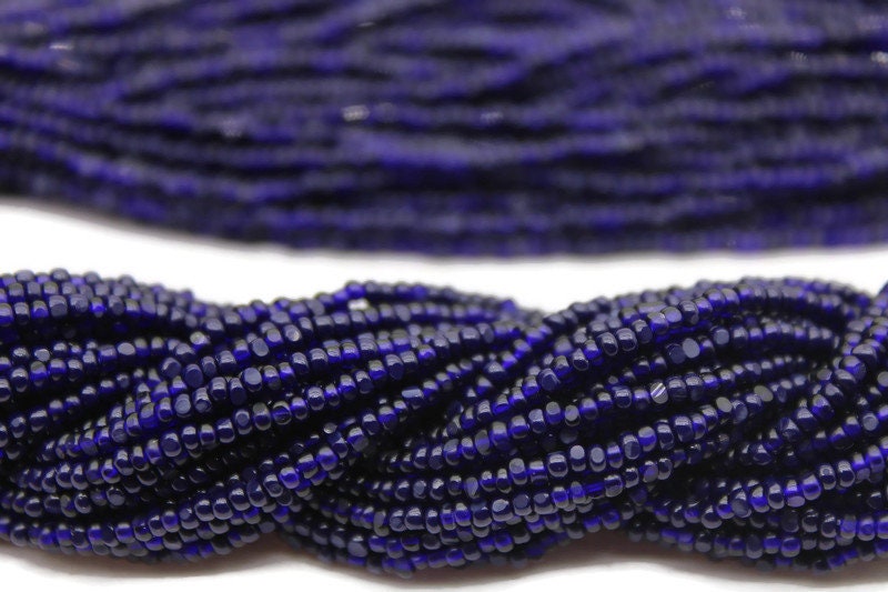 11/0 Charlotte true Cut Beads Tr. Navy Blue (2 Perfect Facets) 1/3/5 Hanks, Embroidery Material, Jewelry Supply, Vintage Premium True Cuts, 30110