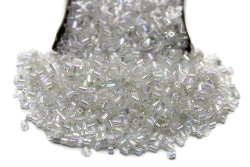 11/0 2 Cut Seed Beads, White Rainbow, 20/50/100 Grams Packs, Embroidery making, Economical Jewelry Making, Indian Hex Cut, Hexagon Beads, 161/14.
