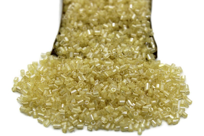 11/0 2 Cut Seed Beads, Light Lemon Luster, 20/50/100 Grams Packs, Embroidery making, Economical Jewelry Making, Indian Hex Cut, Hexagon Beads, 1114/18.