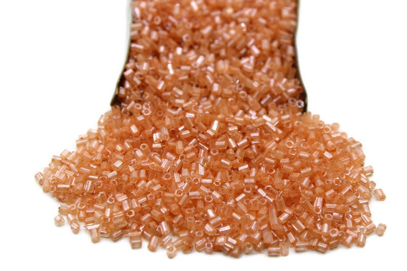 11/0 2 Cut Seed Beads, Burnt Orange Luster, 20/50/100 Grams Packs, Embroidery making, Economical Jewelry Making, Indian Hex Cut, Hexagon Beads, 1048D/22.