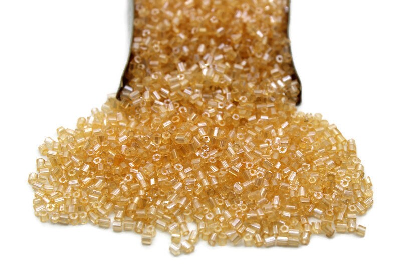 11/0 2 Cut Seed Beads, Peach Luster, 20/50/100 Grams Packs, Embroidery making, Economical Jewelry Making, Indian Hex Cut, Hexagon Beads, 102D/21.