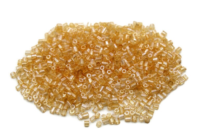 11/0 2 Cut Seed Beads, Peach Luster, 20/50/100 Grams Packs, Embroidery making, Economical Jewelry Making, Indian Hex Cut, Hexagon Beads, 102D/21.