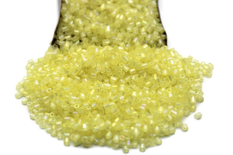 11/0 2 Cut Seed Beads, Lemon Rainbow, 20/50/100 Grams Packs, Embroidery making, Economical Jewelry Making, Indian Hex Cut, Hexagon Beads, 16L/23.