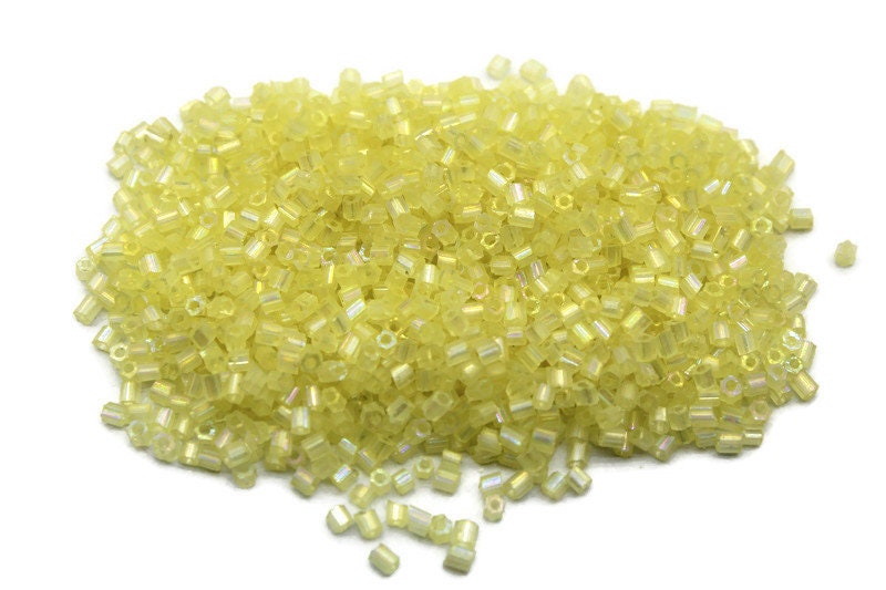 11/0 2 Cut Seed Beads, Lemon Rainbow, 20/50/100 Grams Packs, Embroidery making, Economical Jewelry Making, Indian Hex Cut, Hexagon Beads, 16L/23.