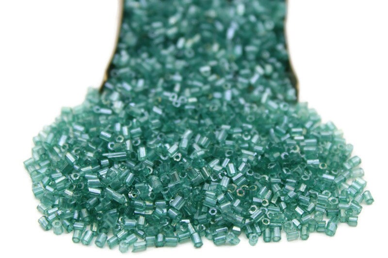 11/0 2 Cut Seed Beads, Serpent Green, 20/50/100 Grams Packs, Embroidery making, Economical Jewelry Making, Indian Hex Cut, Hexagon Beads, 7M/27.