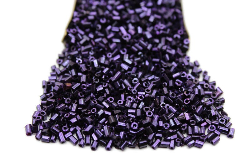 11/0 2 Cut Seed Beads, Purple Metallic, 20/50/100 Grams Packs, Embroidery making, Economical Jewelry Making, Indian Hex Cut, Hexagon Beads, 743SP/9.