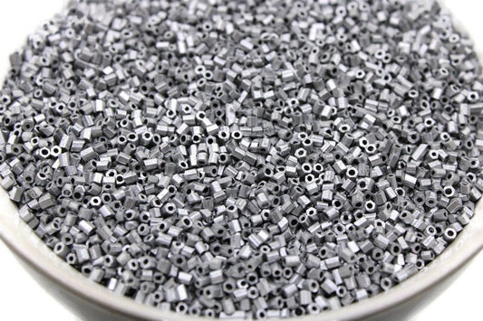 11/0 2 Cut Seed Beads, Steel Metallic, 20/50/100 Grams Packs, Embroidery making, Economical Jewelry Making, Indian Hex Cut, Hexagon Beads, 783/7.