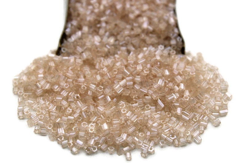 11/0 2 Cut Seed Beads, Light Pink, 20/50/100 Grams Packs, Embroidery making, Economical Jewelry Making, Indian Hex Cut, Hexagon Beads, 12/15.