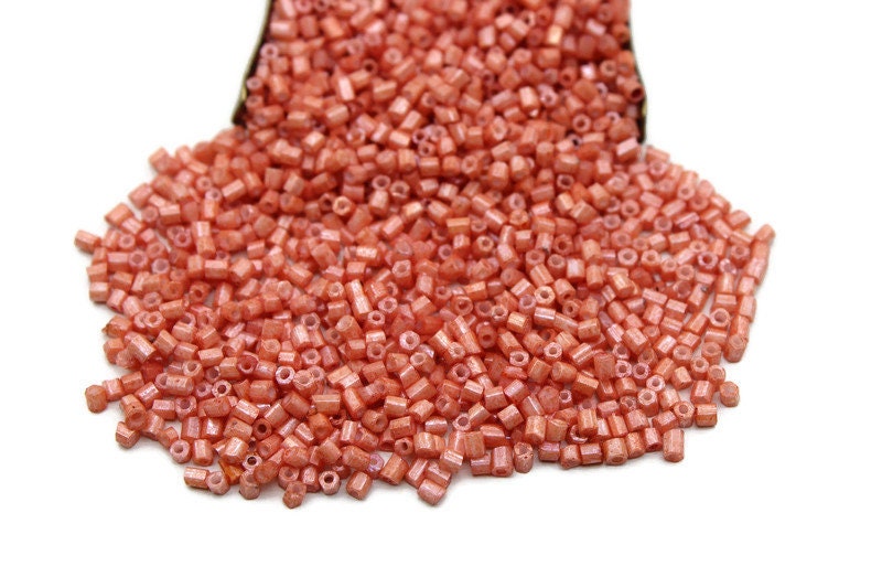 11/0 2 Cut Seed Beads, Neon Orange Frosted, 20/50/100 Grams Packs, Embroidery making, Economical Jewelry Making, Hex Cut, Hexagon Beads, 1048D/10.