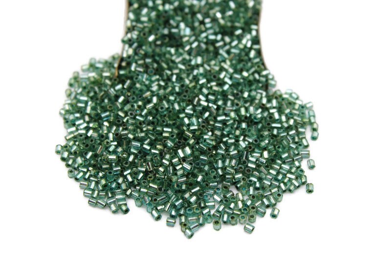 11/0 2 Cut Seed Beads, L. Forest Silver-Lined, 20/50/100 Grams Packs, Embroidery making, Economical Jewelry Making, Indian Hex Cut Beads,218D/5.