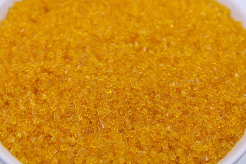 11/0 Preciosa 2 Cut Beads, Tr. Marigold Yellow, Hexagon Glass Czech Seed Beads, 20/50/100 Grams Packs, Preciosa Ornella Beads, Embroidery Beads, Jewelry Findings, 80060/S2