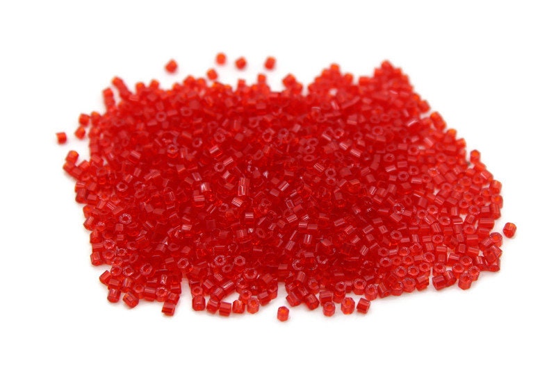 11/0 Preciosa 2 Cut Beads, Tr. Red, Hex Glass Czech Seed Beads, 20/50/100 Grams Packs, Preciosa Ornella Beads, Embroidery Beads, Jewelry Findings, 90050/S1